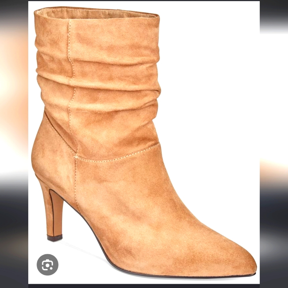 Adrienne Vittadini Shanta Suede Boots in Biscuit 8 1/2
